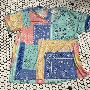 NWOT sew in love bandana print shirt size small